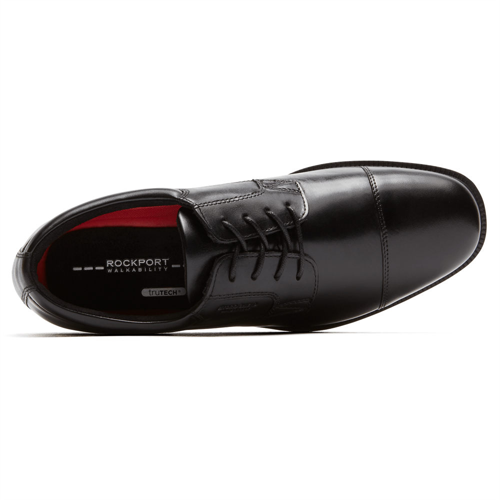 Rockport Singapore Mens Dress Shoes - Essential Details Waterproof Cap Toe Black - AJ0273918